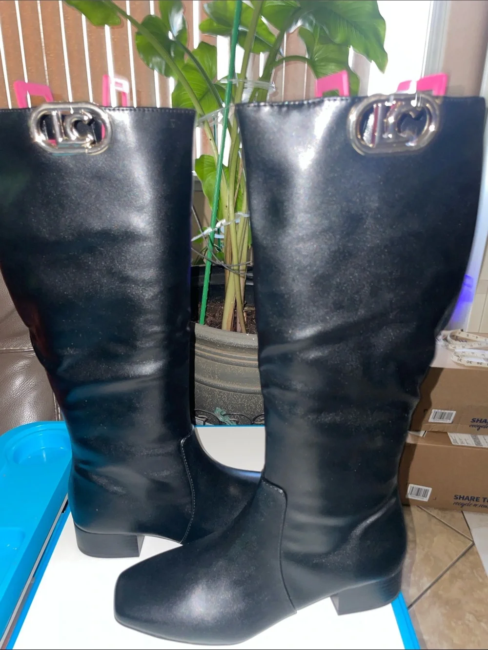 Liz Claiborne Black Over-the-Knee Zip Boots